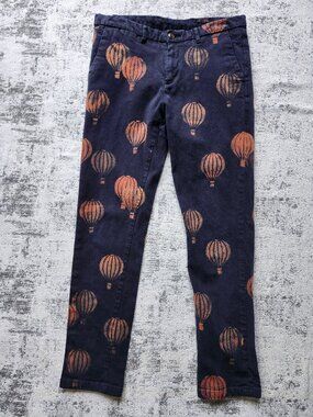 Scotch & Soda Stuart Blue Custom Hand Painted Hot Air Balloon Pants - Amsterdam